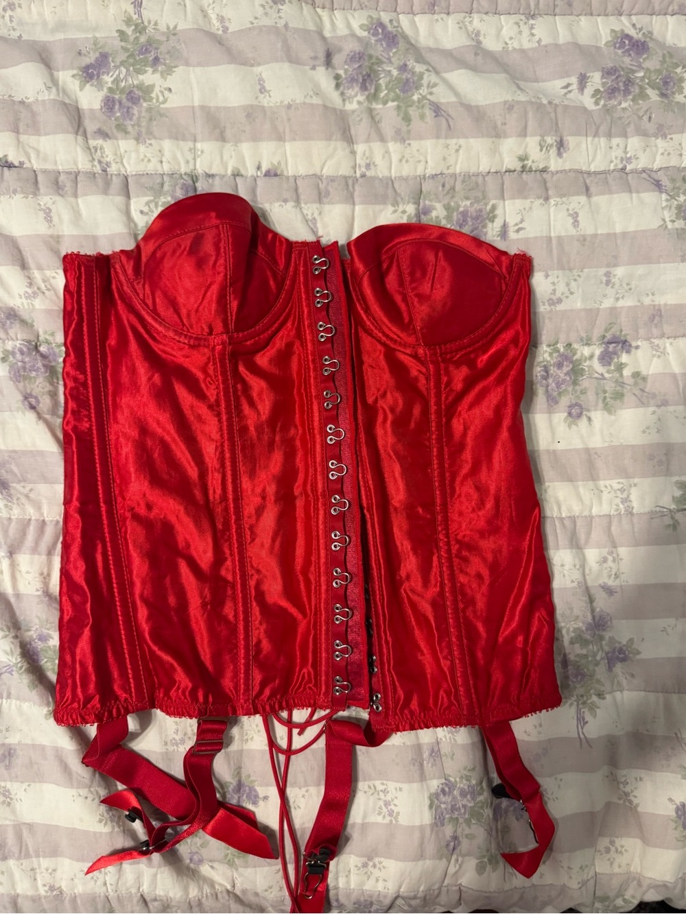 Red Satin Bustier Corset Top